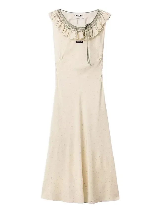 Miu Miu Women's Embroidered Marocain Crepe Dress