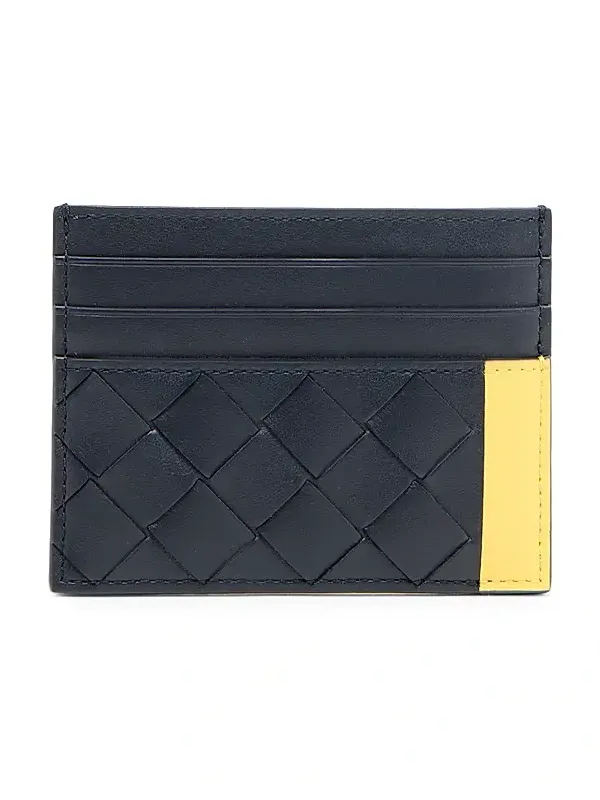 Men's Intrecciato Leather & Hardware Card Holder