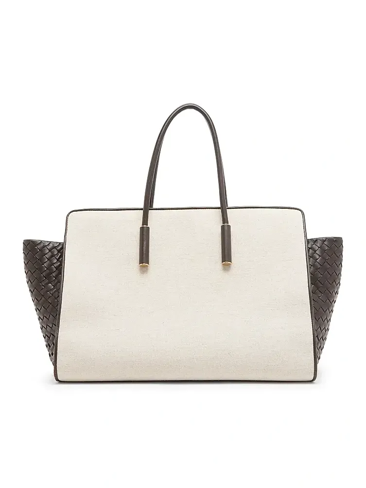 Women's Barbara Medium Canvas & Leather Tote Bag Women's Barbara Medium Canvas & Leather Tote Bag