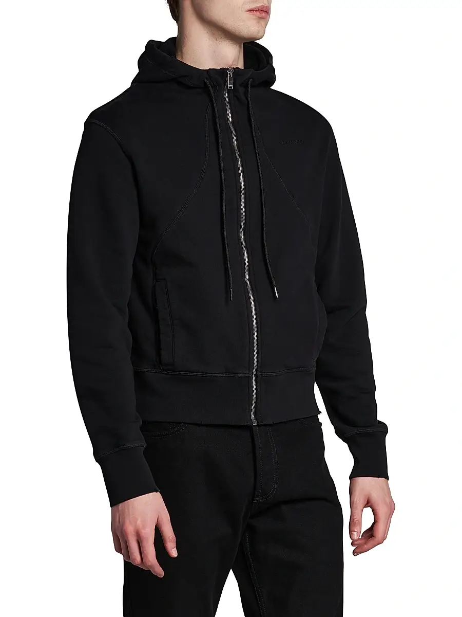 Alexander McQueen Men's Full-Zip Cotton Hoodie | Thumbnail 4 Alexander McQueen Men's Full-Zip Cotton Hoodie | Thumbnail 4