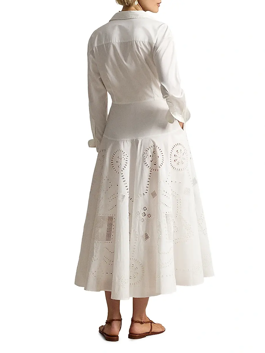 Polo Ralph Lauren Women's Cotton Eyelet Shirtdress | Thumbnail 3 Polo Ralph Lauren Women's Cotton Eyelet Shirtdress | Thumbnail 3
