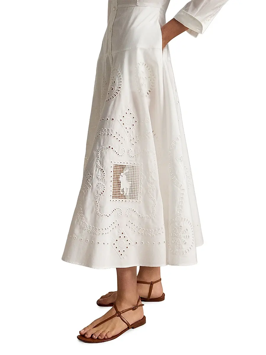 Polo Ralph Lauren Women's Cotton Eyelet Shirtdress | Thumbnail 4 Polo Ralph Lauren Women's Cotton Eyelet Shirtdress | Thumbnail 4