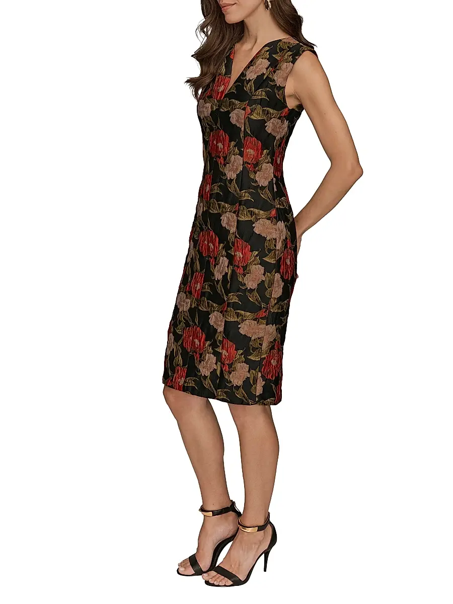 Donna Karan New York Women's Floral Jacquard Sheath Dress | Thumbnail 2 Donna Karan New York Women's Floral Jacquard Sheath Dress | Thumbnail 2