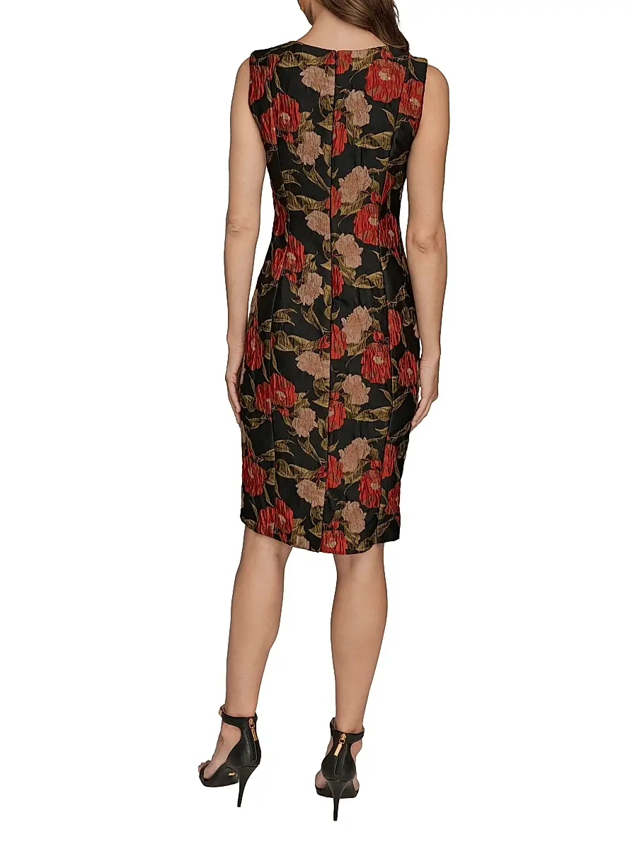 Donna Karan New York Women's Floral Jacquard Sheath Dress | Thumbnail 3 Donna Karan New York Women's Floral Jacquard Sheath Dress | Thumbnail 3