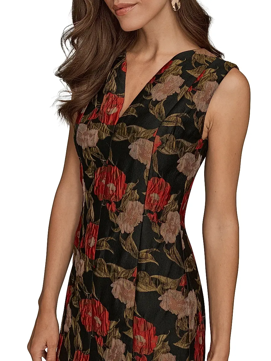 Donna Karan New York Women's Floral Jacquard Sheath Dress | Thumbnail 5 Donna Karan New York Women's Floral Jacquard Sheath Dress | Thumbnail 5