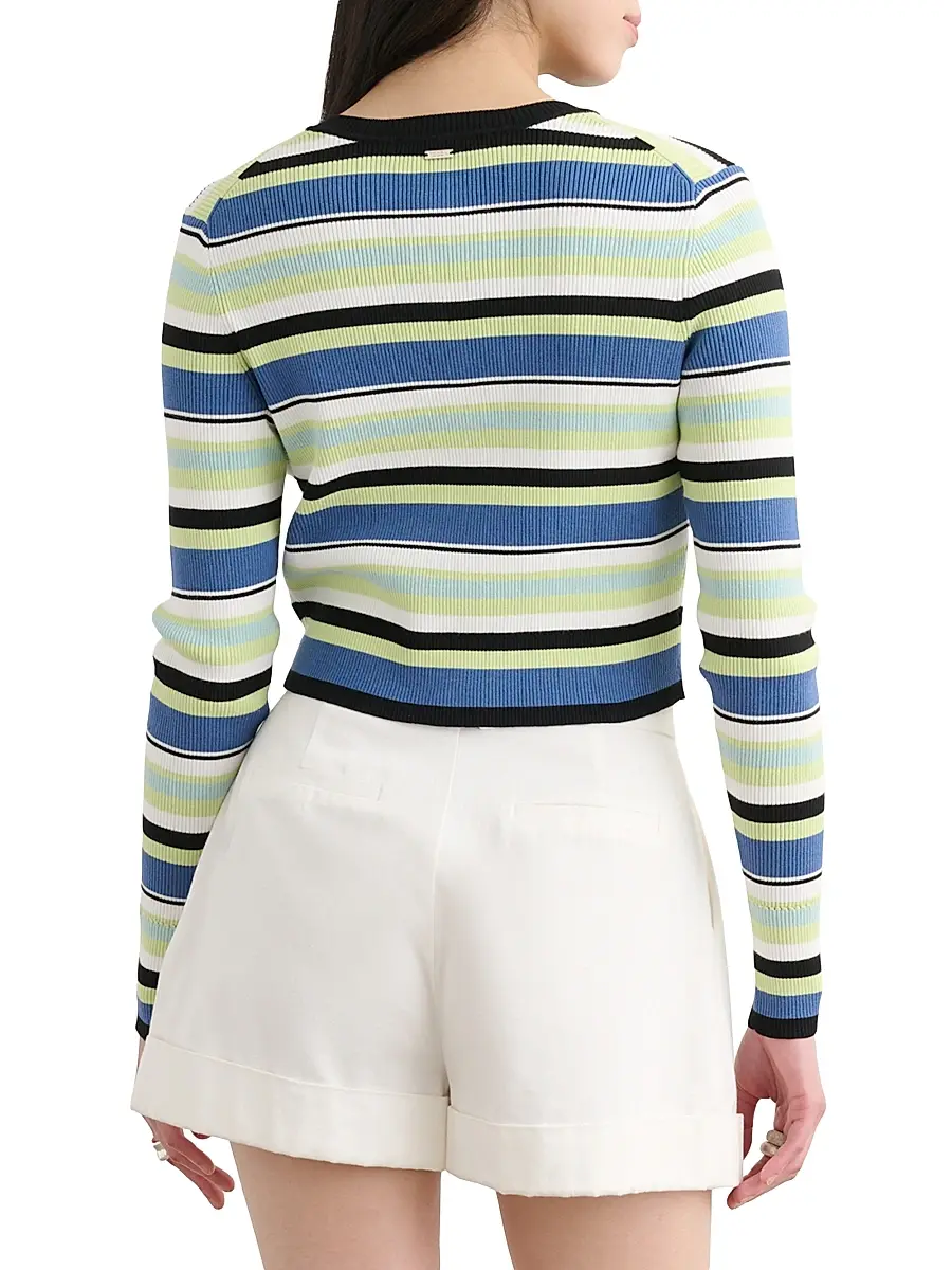 Toccin Women's Zoe Striped Fitted Crop Cardigan | Thumbnail 5 Toccin Women's Zoe Striped Fitted Crop Cardigan | Thumbnail 5