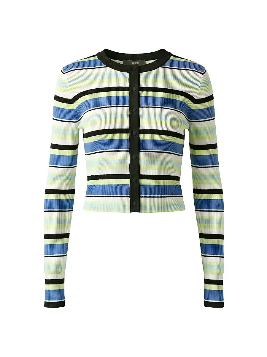 Toccin Women's Zoe Striped Fitted Crop Cardigan