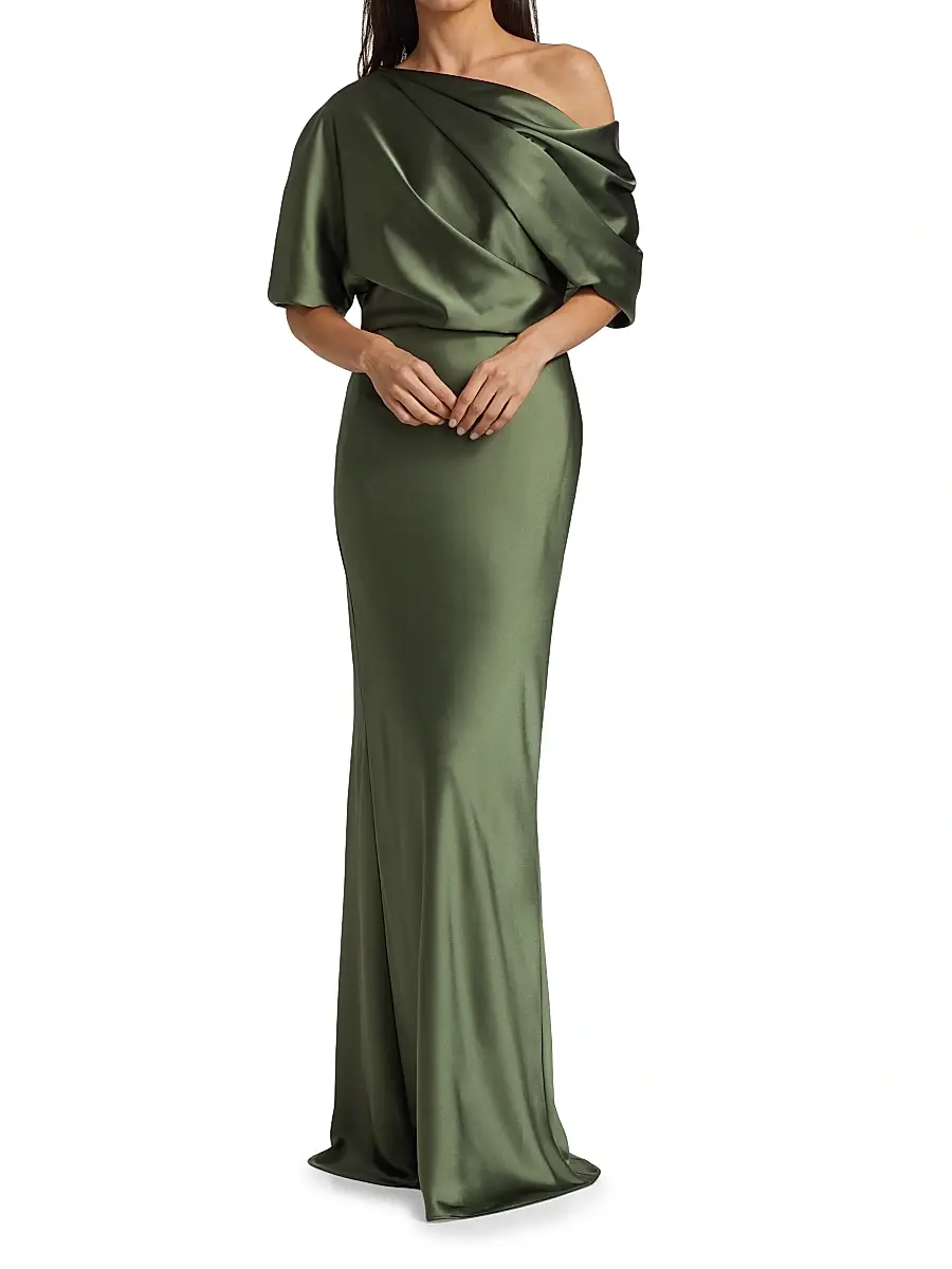 Amsale Women's Satin One-Shoulder Gown | Thumbnail 2 Amsale Women's Satin One-Shoulder Gown | Thumbnail 2