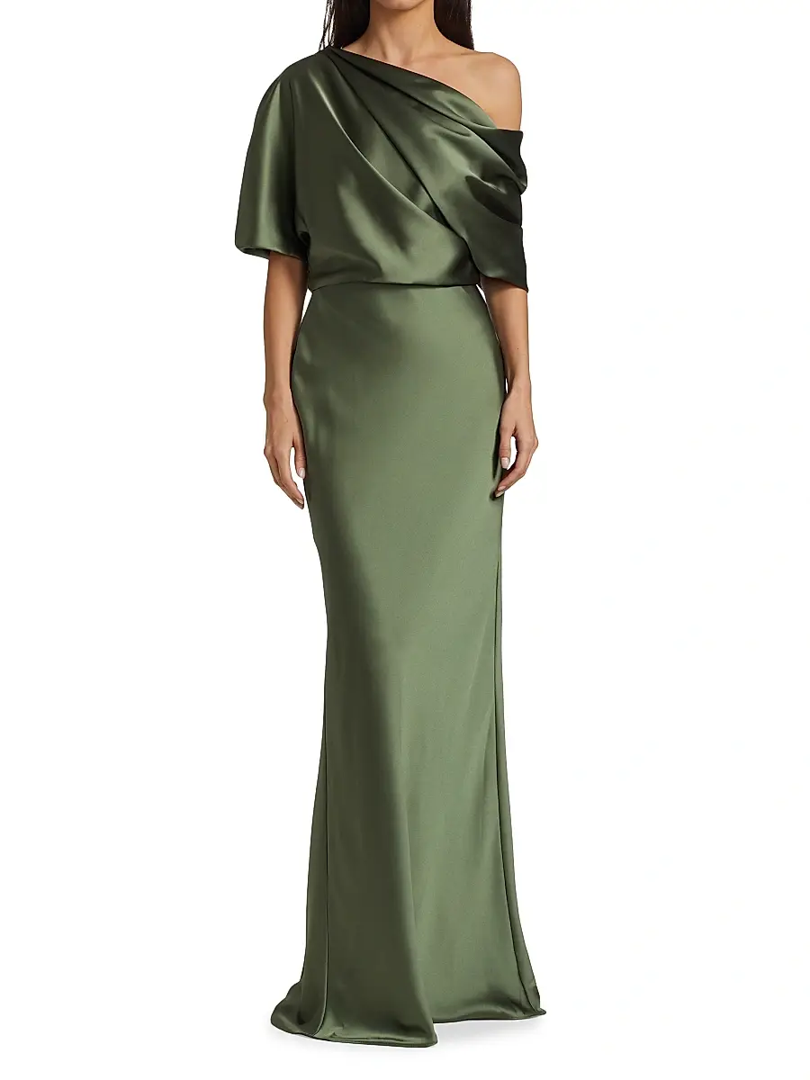 Amsale Women's Satin One-Shoulder Gown | Thumbnail 3 Amsale Women's Satin One-Shoulder Gown | Thumbnail 3