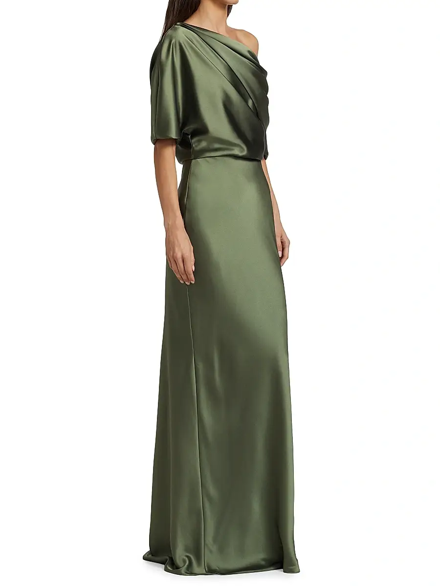 Amsale Women's Satin One-Shoulder Gown | Thumbnail 4 Amsale Women's Satin One-Shoulder Gown | Thumbnail 4