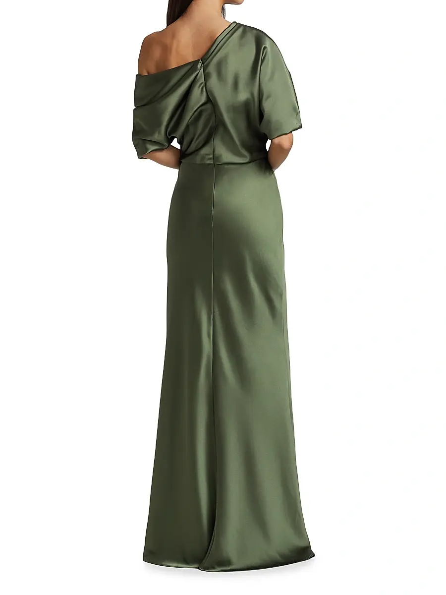 Amsale Women's Satin One-Shoulder Gown | Thumbnail 5 Amsale Women's Satin One-Shoulder Gown | Thumbnail 5