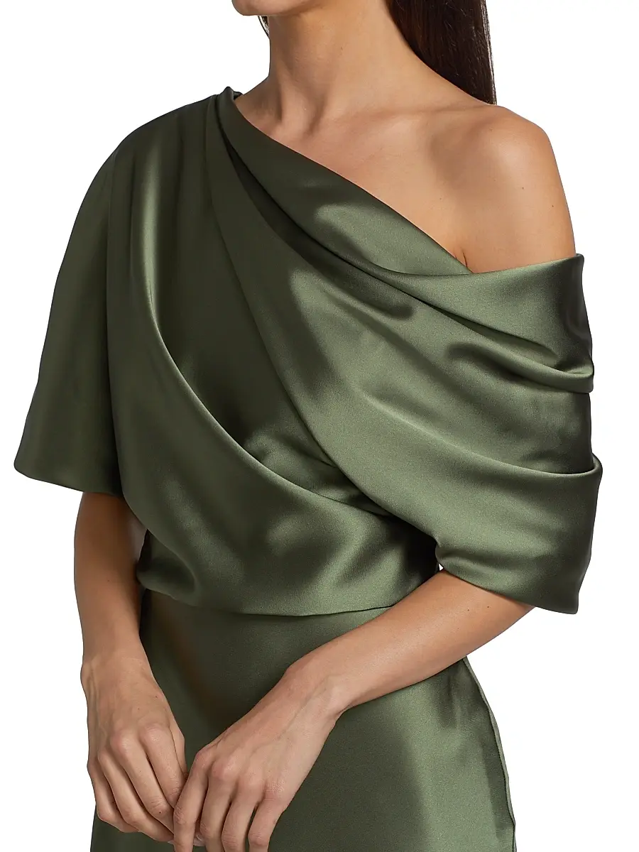 Amsale Women's Satin One-Shoulder Gown | Thumbnail 6 Amsale Women's Satin One-Shoulder Gown | Thumbnail 6