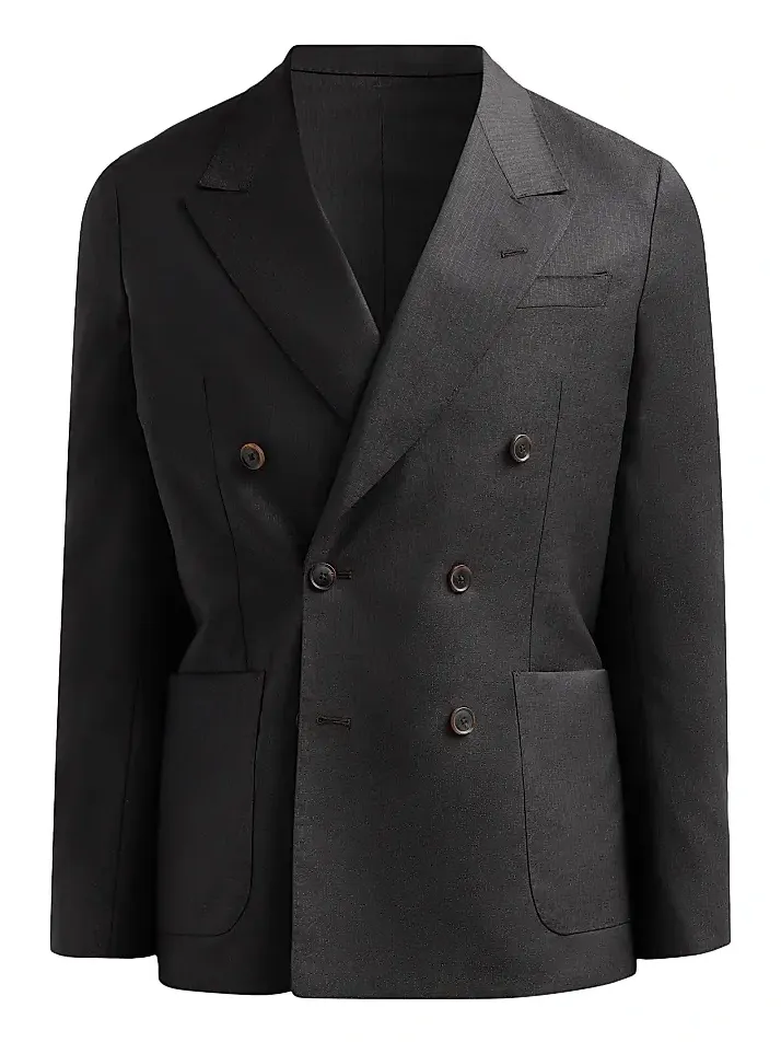 Men's Peak Lapel Wool Double-Breasted Blazer