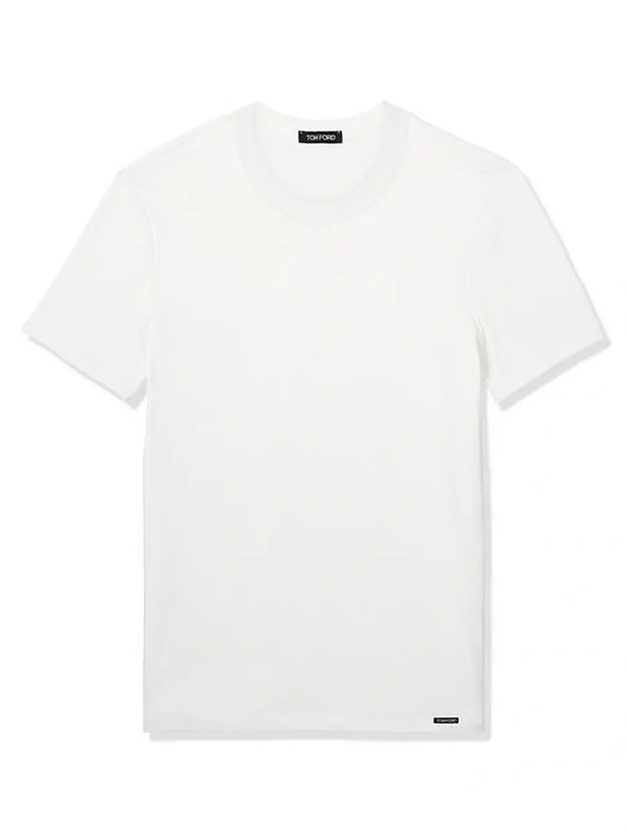 TOM FORD Men's Stretch-Cotton Crewneck T-Shirt - White | Image 1 TOM FORD Men's Stretch-Cotton Crewneck T-Shirt - White | Image 1