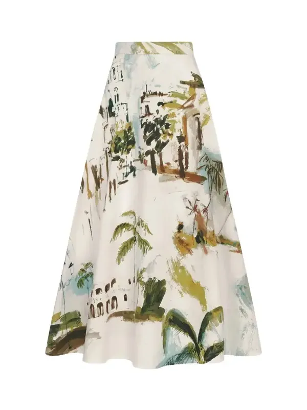 Dominican Landscape Cotton Poplin Skirt Dominican Landscape Cotton Poplin Skirt