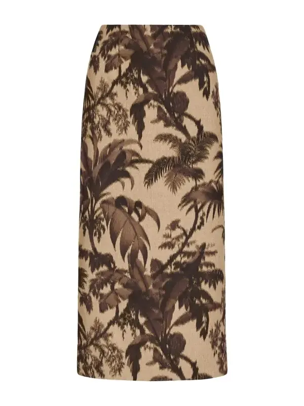 Chiné Palm Leaves Pencil Skirt Chiné Palm Leaves Pencil Skirt