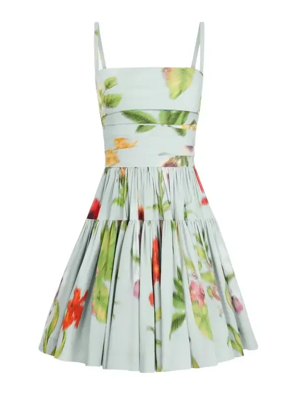 Chiné Dominican Mixed-Floral Cotton Poplin Tiered Dress Chiné Dominican Mixed-Floral Cotton Poplin Tiered Dress
