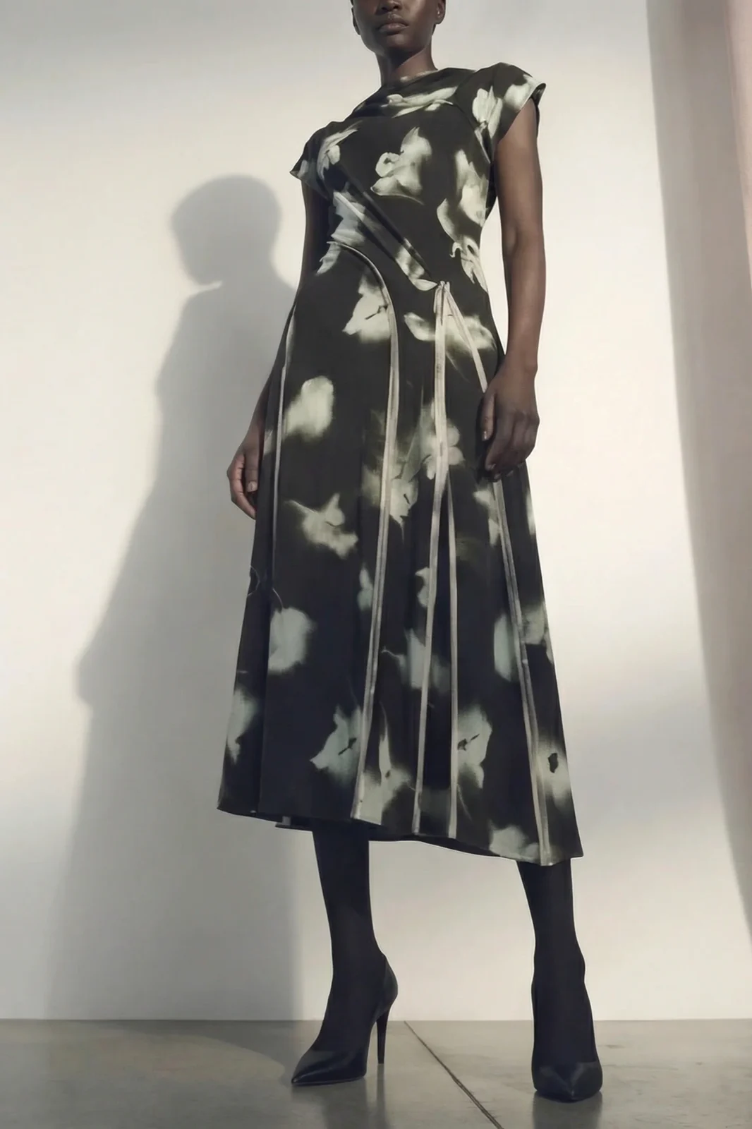 Jason Wu Collection BLURRED FLORAL DRAPED JERSEY DRESS