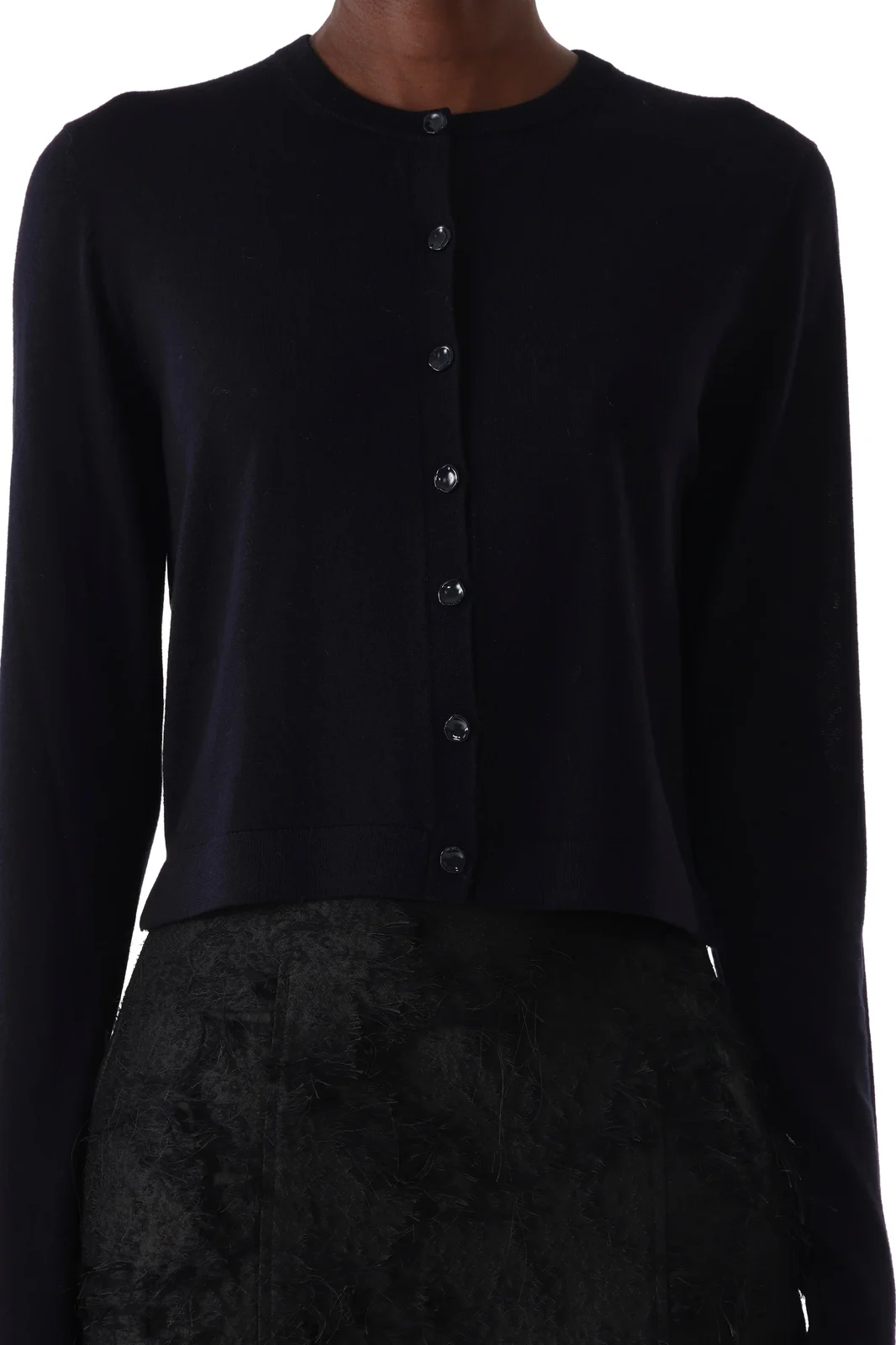 MERINO WOOL CARDIGAN WITH WASHED TWILL BACK MERINO WOOL CARDIGAN WITH WASHED TWILL BACK