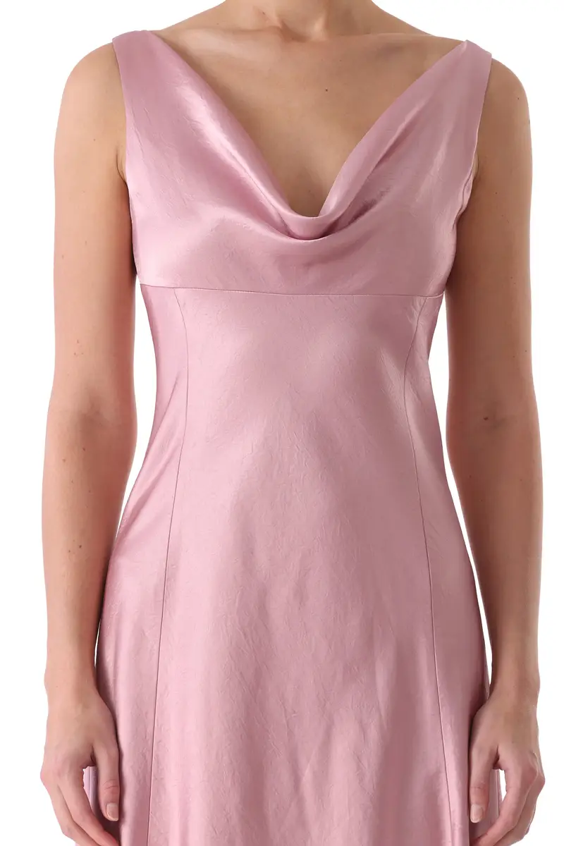 Jason Wu Collection PLUNGING COWL WASHED TWILL BIAS FLARED MIDI DRESS | Thumbnail 5