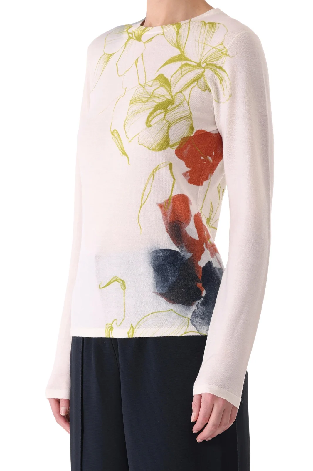 SHADOW FLORAL MERINO WOOL CREW NECK SWEATER SHADOW FLORAL MERINO WOOL CREW NECK SWEATER