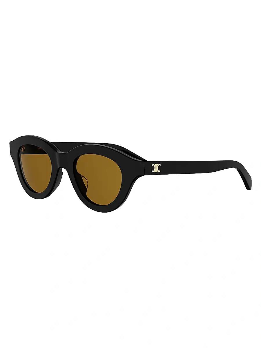 Celine Women's Triomphe Mini 47MM Oval Sunglasses - Shiny Black Roviex | Image 1 Celine Women's Triomphe Mini 47MM Oval Sunglasses - Shiny Black Roviex | Image 1