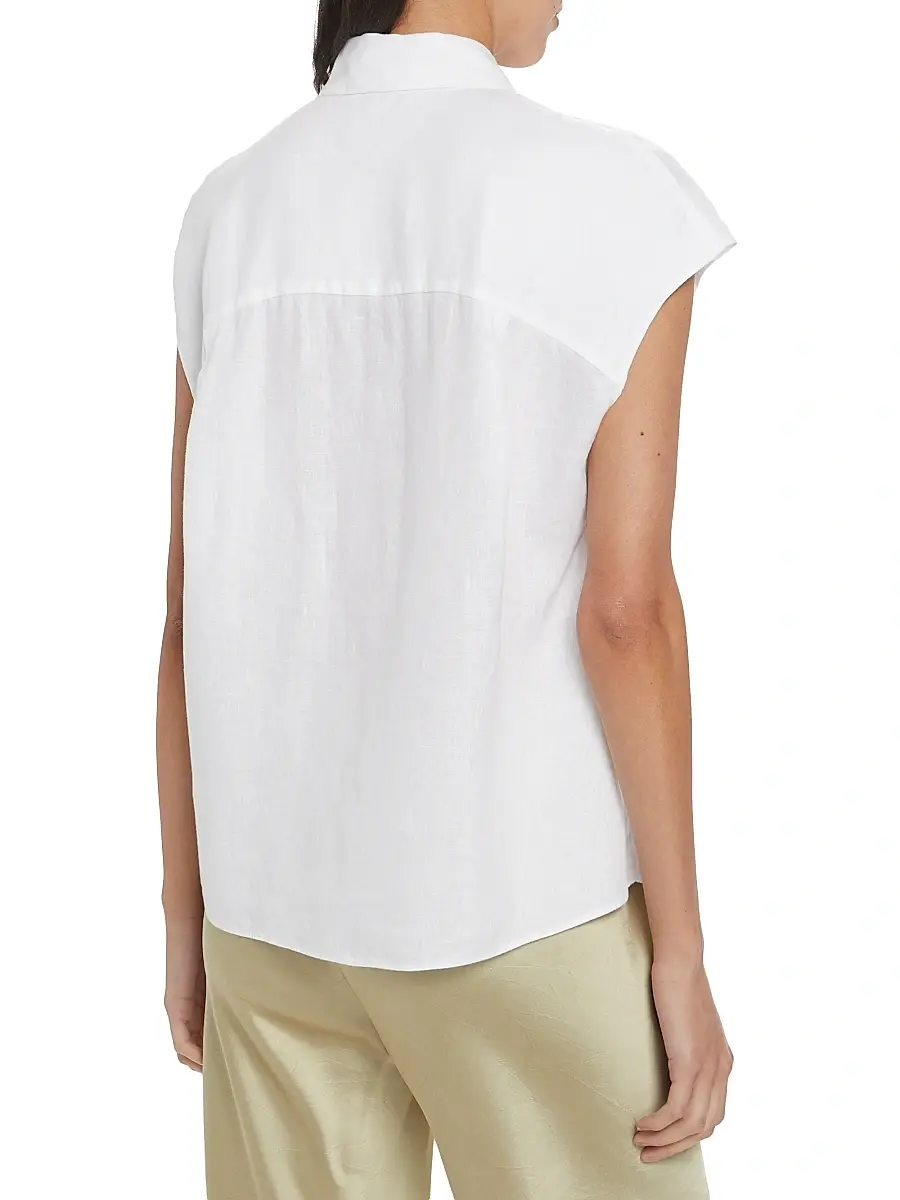 Vince Women's Linen Cap-Sleeve Blouse | Thumbnail 5 Vince Women's Linen Cap-Sleeve Blouse | Thumbnail 5
