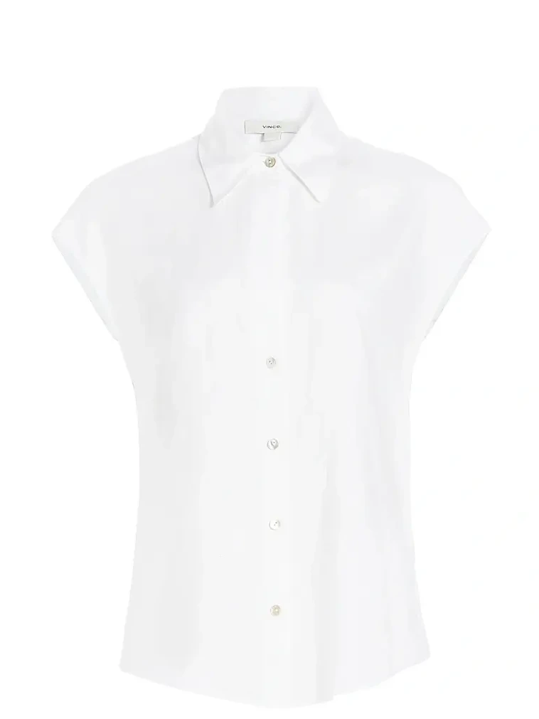 Vince Women's Linen Cap-Sleeve Blouse