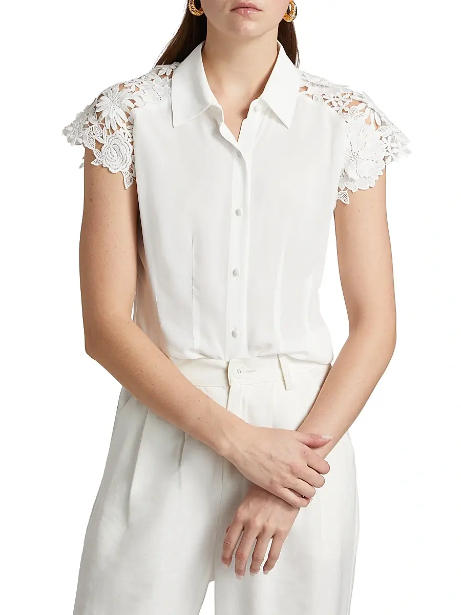Generation Love Women's Felice Guipure Lace-Sleeve Blouse | Thumbnail 3 Generation Love Women's Felice Guipure Lace-Sleeve Blouse | Thumbnail 3