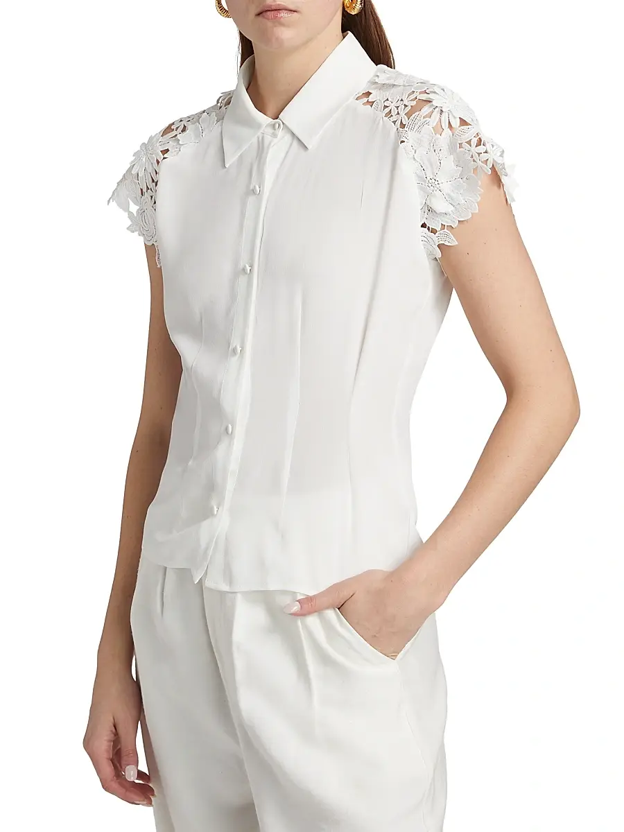 Generation Love Women's Felice Guipure Lace-Sleeve Blouse | Thumbnail 4 Generation Love Women's Felice Guipure Lace-Sleeve Blouse | Thumbnail 4
