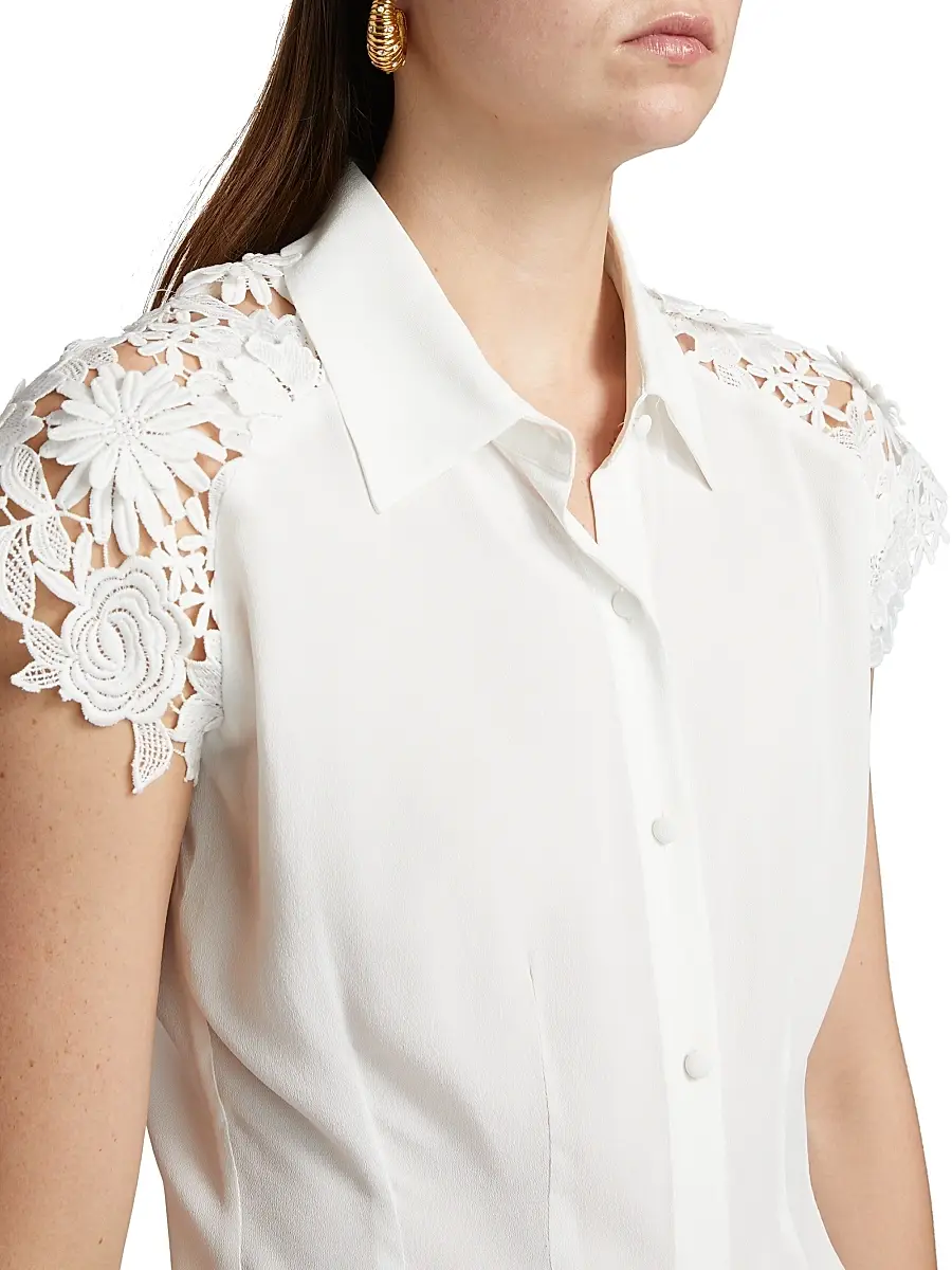 Generation Love Women's Felice Guipure Lace-Sleeve Blouse | Thumbnail 6 Generation Love Women's Felice Guipure Lace-Sleeve Blouse | Thumbnail 6
