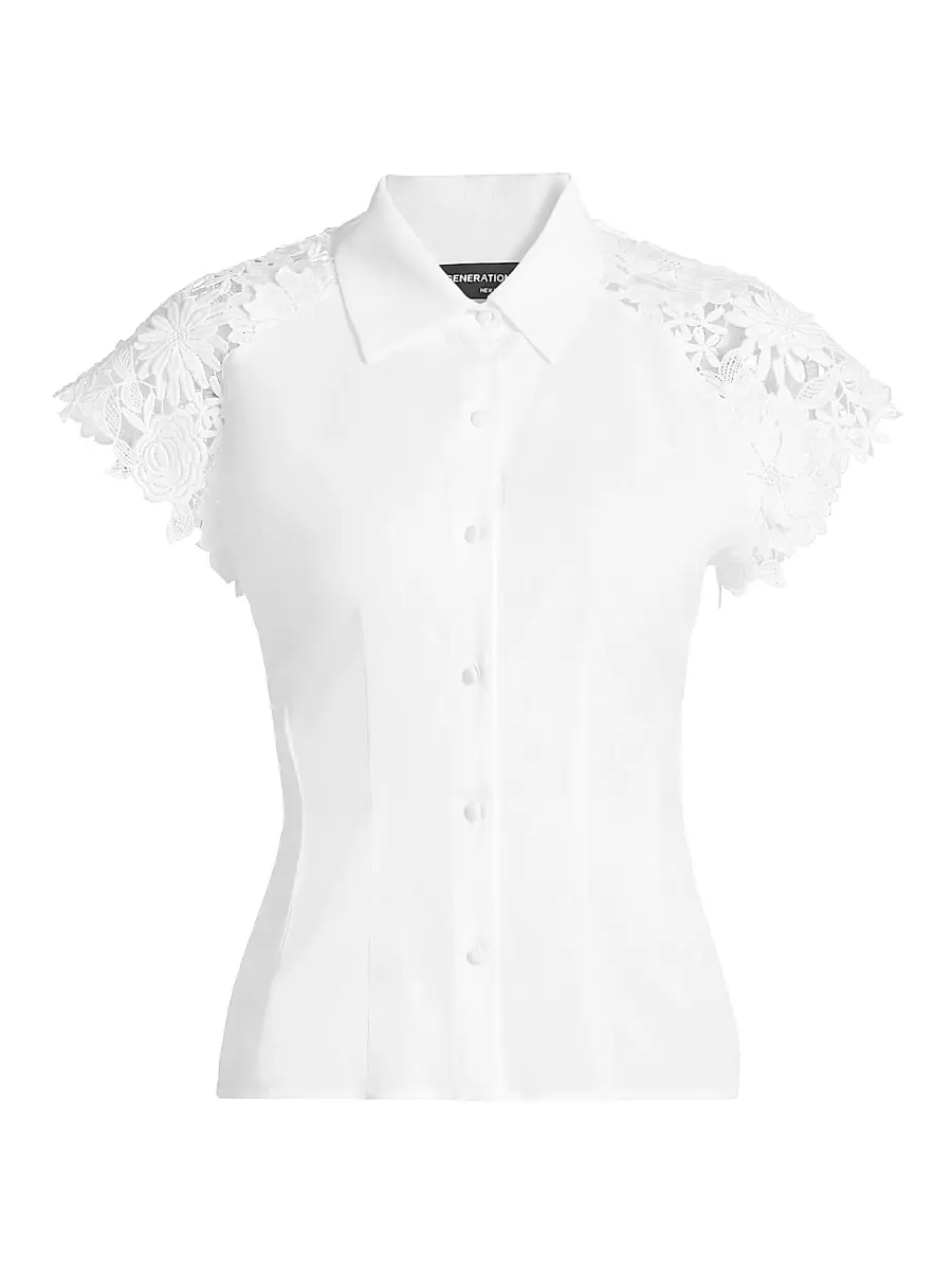 Generation Love Women's Felice Guipure Lace-Sleeve Blouse - White | Image 1 Generation Love Women's Felice Guipure Lace-Sleeve Blouse - White | Image 1