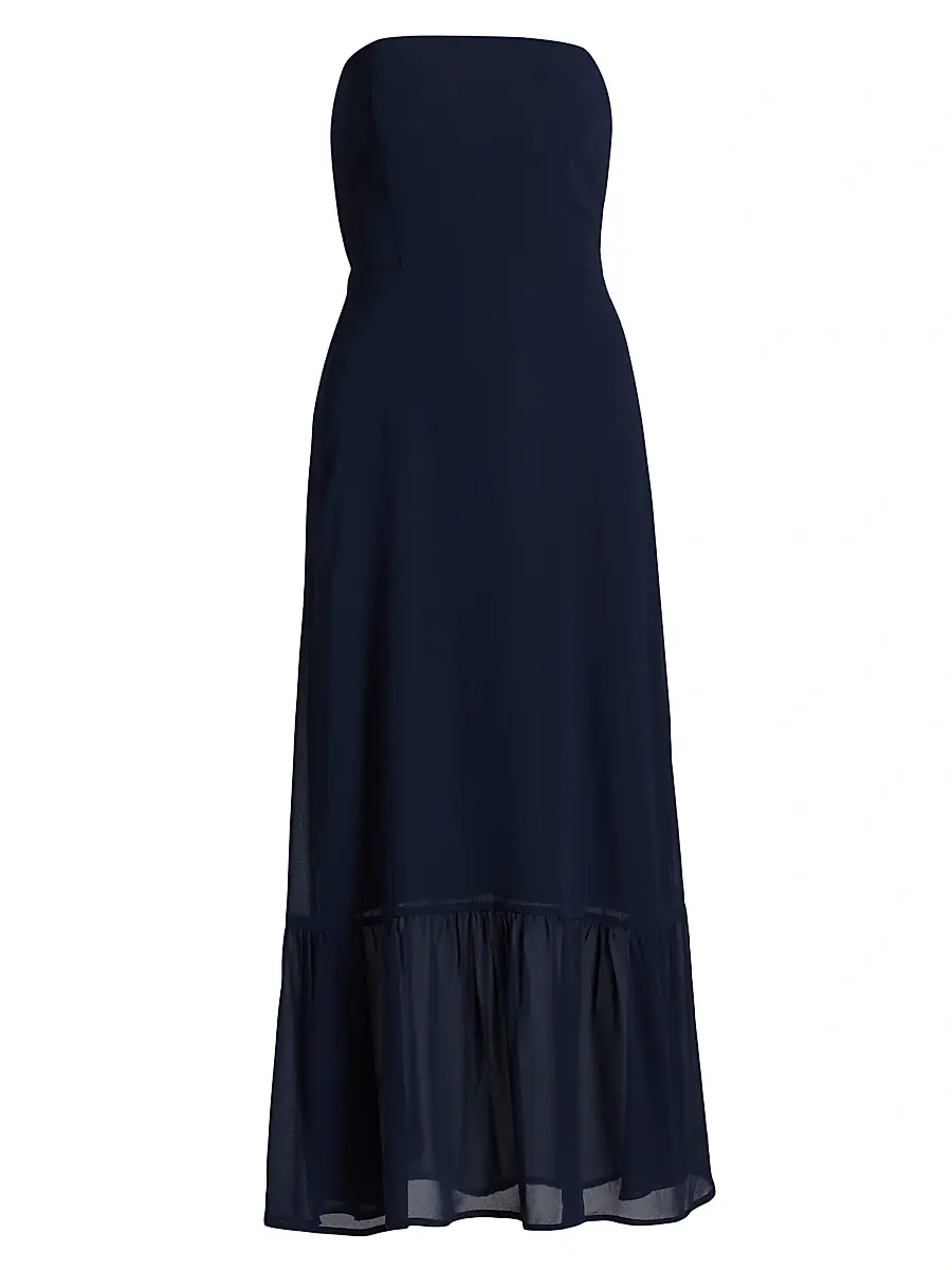 Reformation Women's Arta Strapless Midi-Dress - Navy - Size 2 | Image 1 Reformation Women's Arta Strapless Midi-Dress - Navy - Size 2 | Image 1