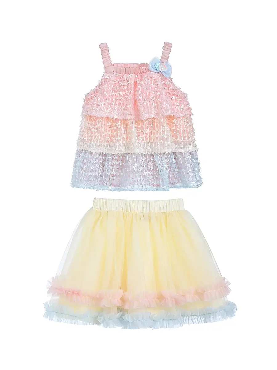 Girl's Little Girl's Sunset Layered Dress Set