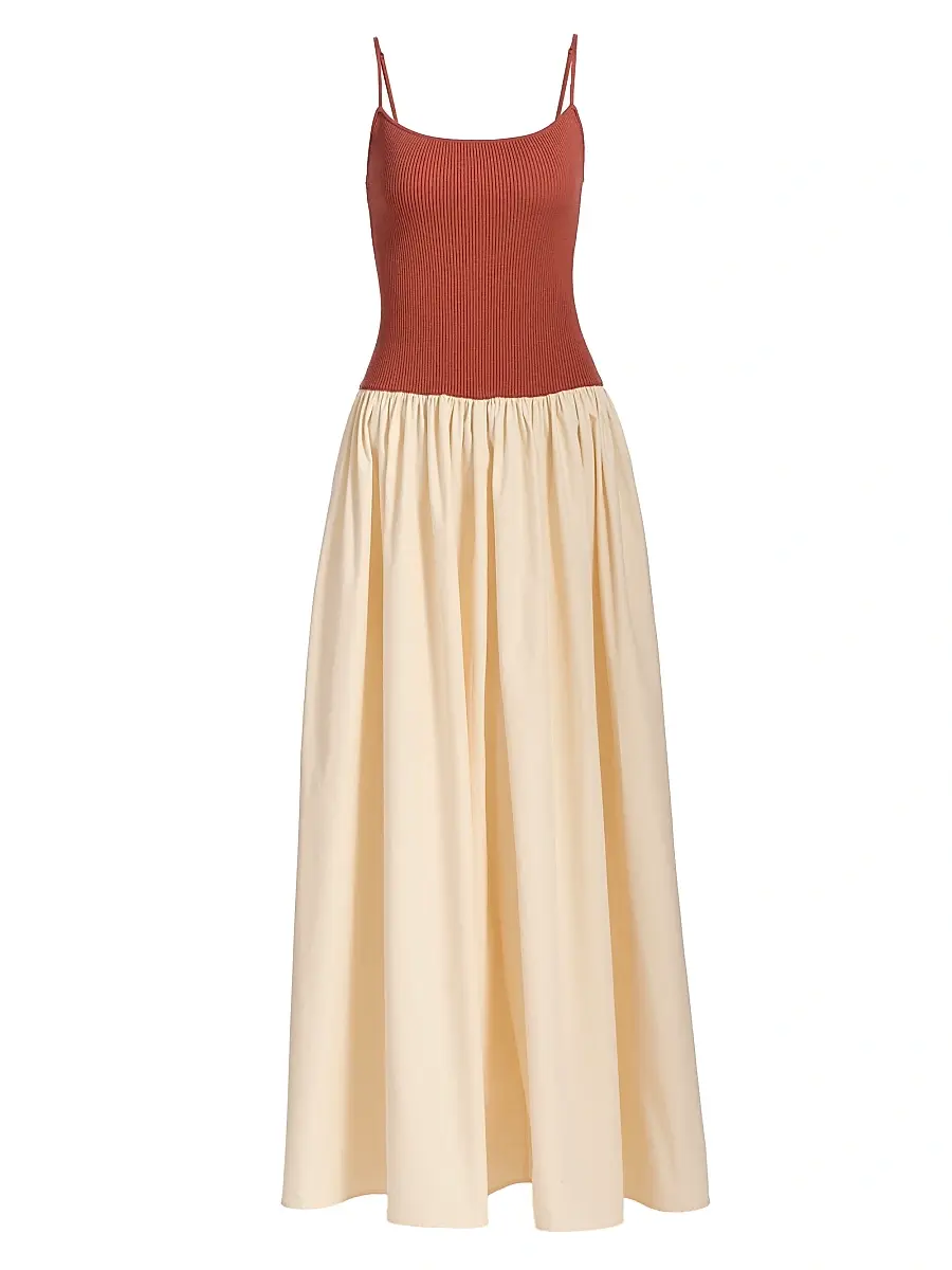 Toccin Women's Orielle Colorblocked Drop-Waist Maxi Dress