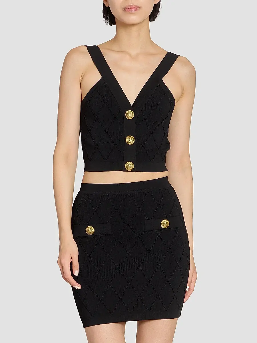 Balmain Women's Quilted Compact Knit Vest - Noir | Thumbnail 3