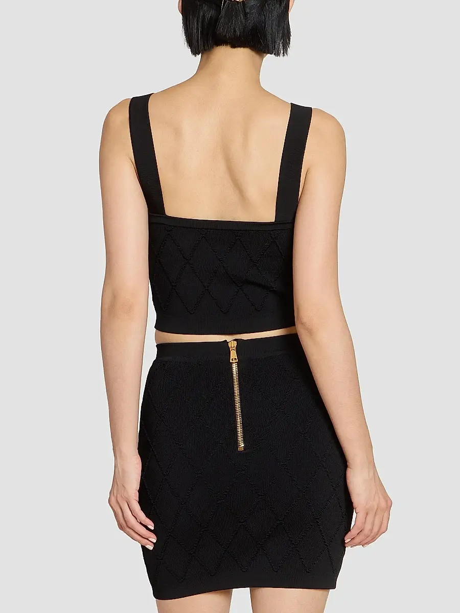 Balmain Women's Quilted Compact Knit Vest - Noir | Thumbnail 5