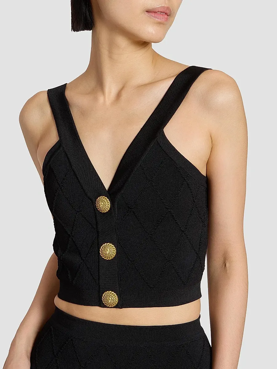 Balmain Women's Quilted Compact Knit Vest - Noir | Thumbnail 6