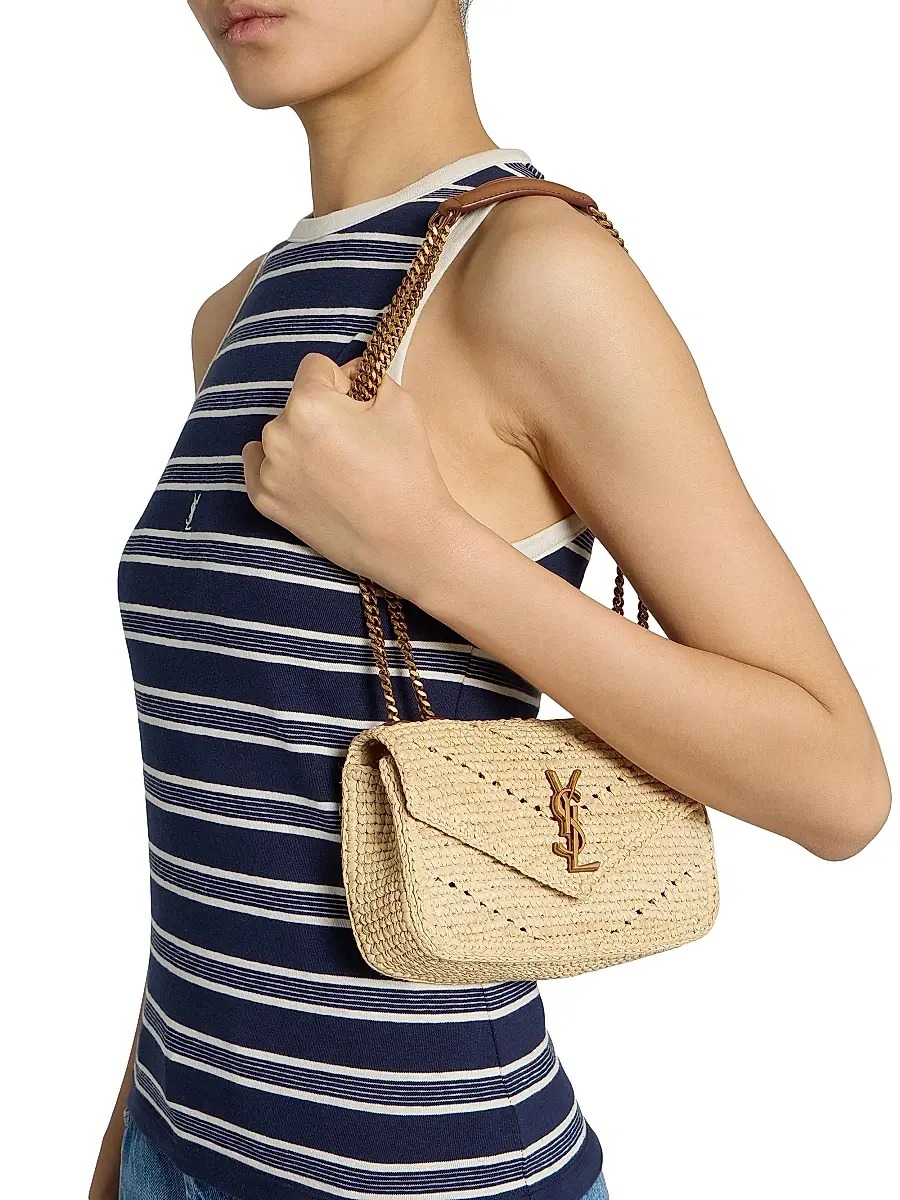Saint Laurent Women's Loulou Mini Shoulder Bag in Raffia - Natural | Thumbnail 4 Saint Laurent Women's Loulou Mini Shoulder Bag in Raffia - Natural | Thumbnail 4