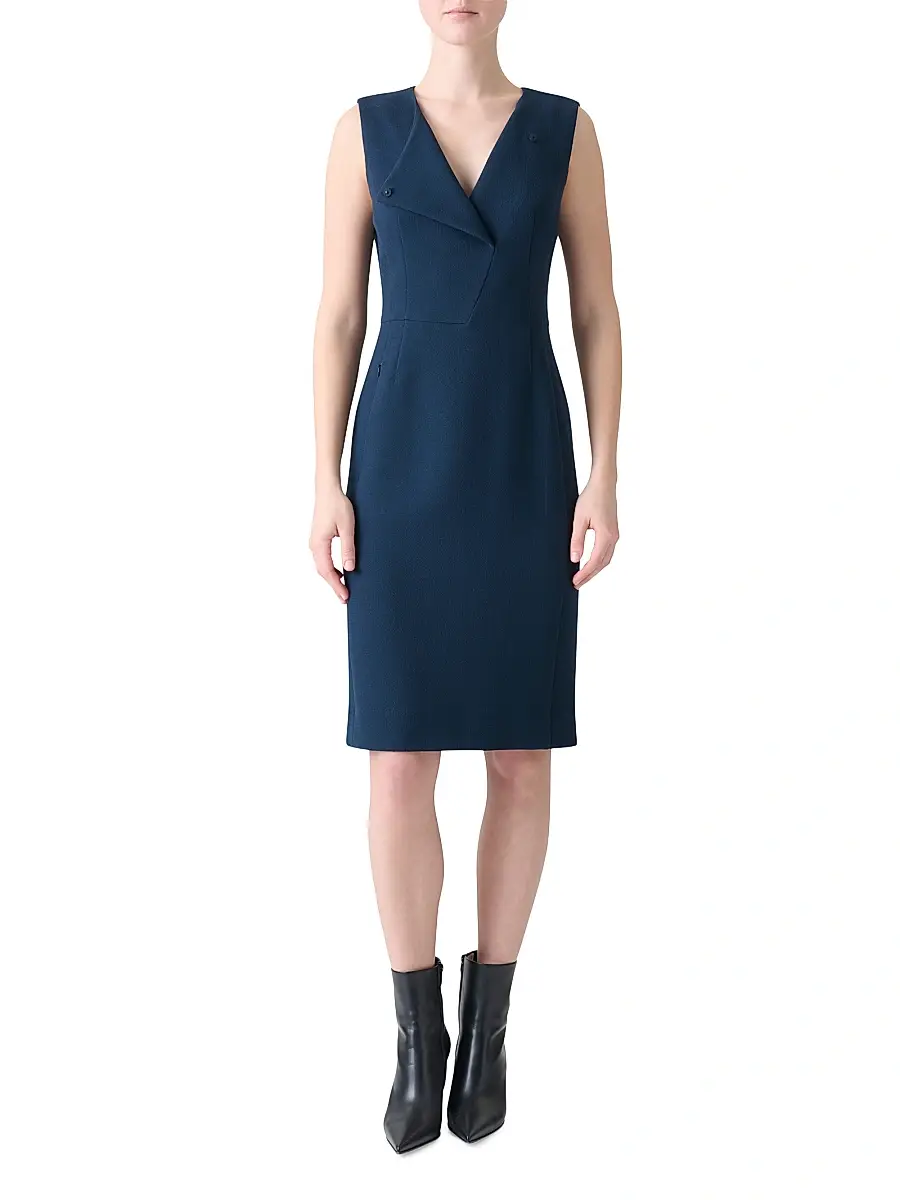 Akris Women's Smu Lapel Wool Sheath Dress | Thumbnail 2 Akris Women's Smu Lapel Wool Sheath Dress | Thumbnail 2