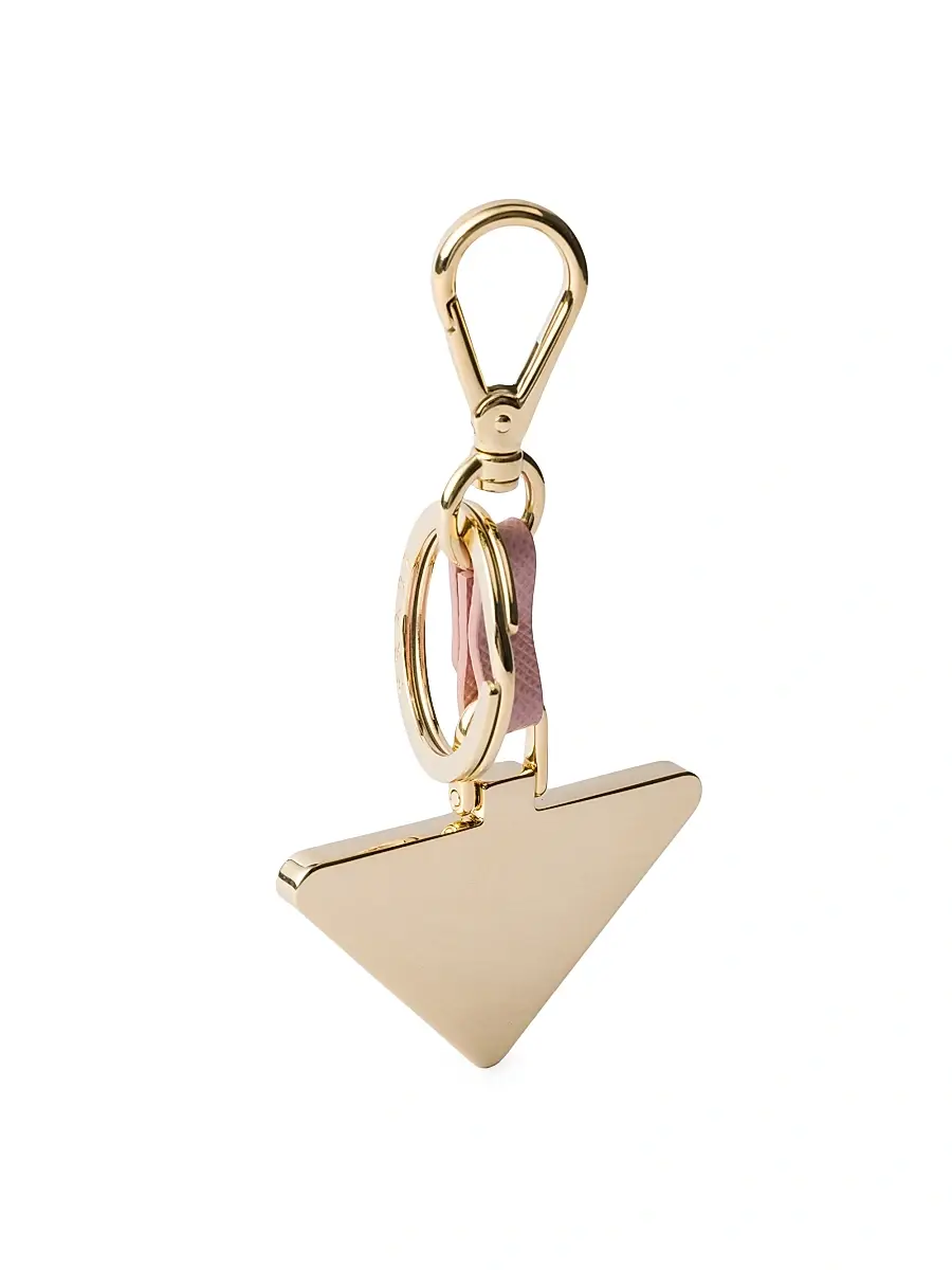Prada Men's Saffiano Leather and Metal Keychain - Pink | Thumbnail 2 Prada Men's Saffiano Leather and Metal Keychain - Pink | Thumbnail 2