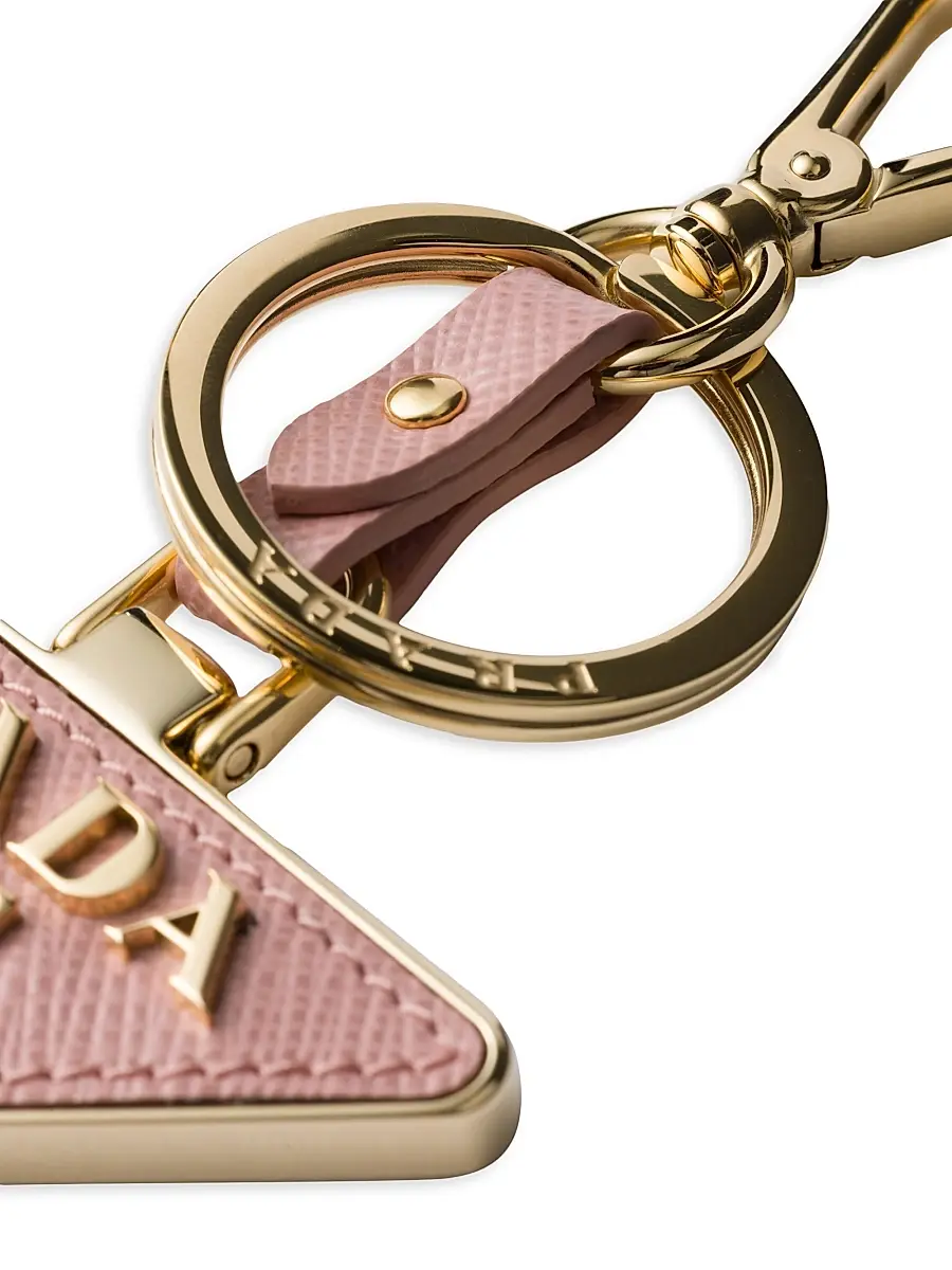 Prada Men's Saffiano Leather and Metal Keychain - Pink | Thumbnail 3 Prada Men's Saffiano Leather and Metal Keychain - Pink | Thumbnail 3