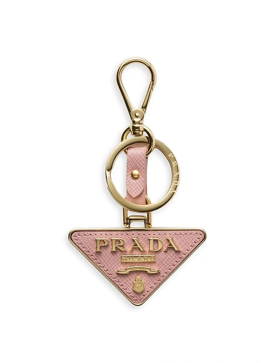 Men's Saffiano Leather and Metal Keychain - Pink Men's Saffiano Leather and Metal Keychain - Pink