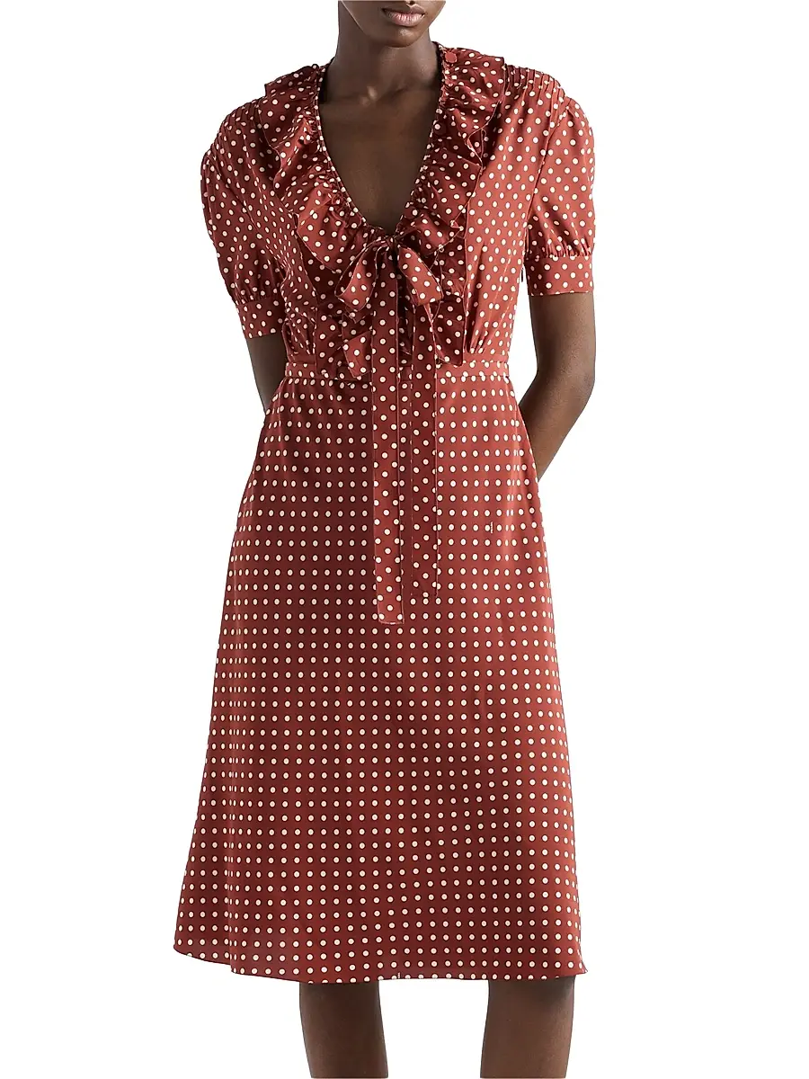 Prada Women's Polka-Dot Print Marocain Dress | Thumbnail 2