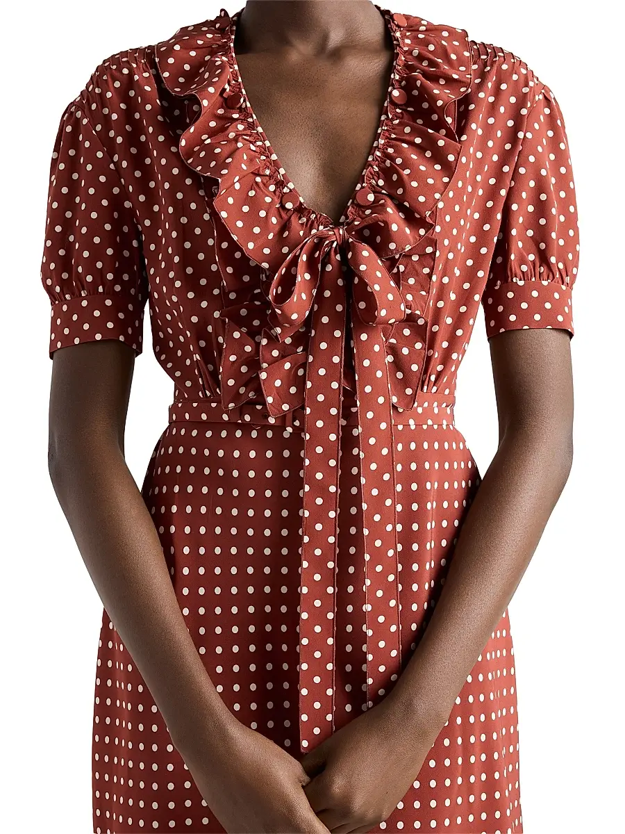 Prada Women's Polka-Dot Print Marocain Dress | Thumbnail 4