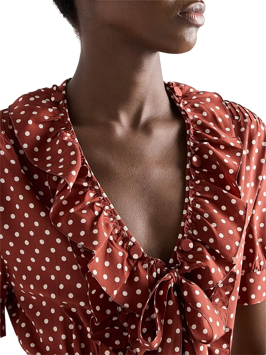 Prada Women's Polka-Dot Print Marocain Dress | Thumbnail 5