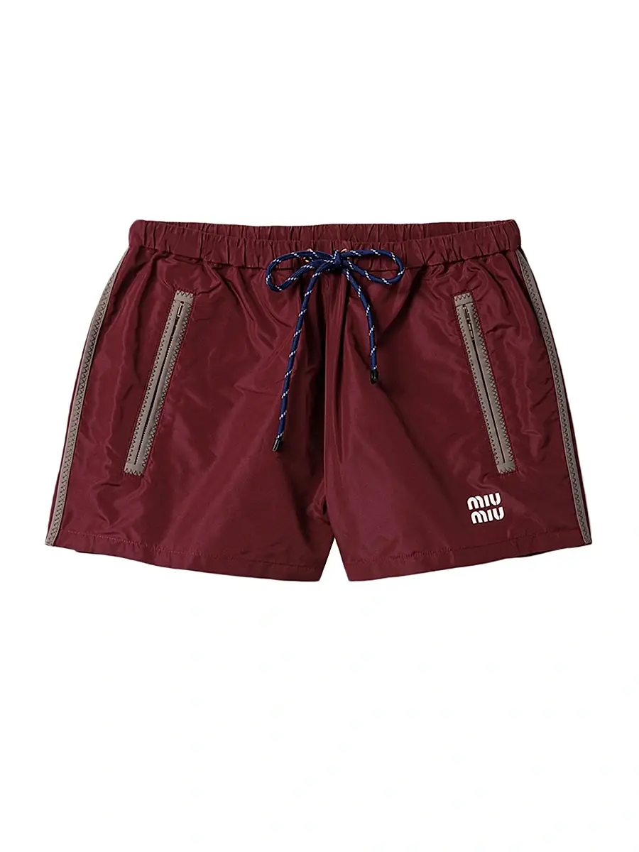 Miu Miu Women's Technical Fabric Shorts - Dark Red | Image 1 Miu Miu Women's Technical Fabric Shorts - Dark Red | Image 1
