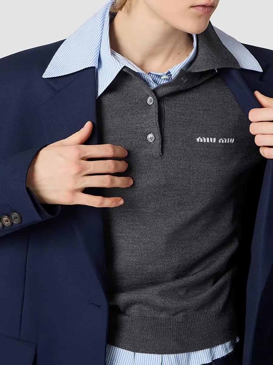 Miu Miu Women's Wool Knit Polo Shirt | Thumbnail 5