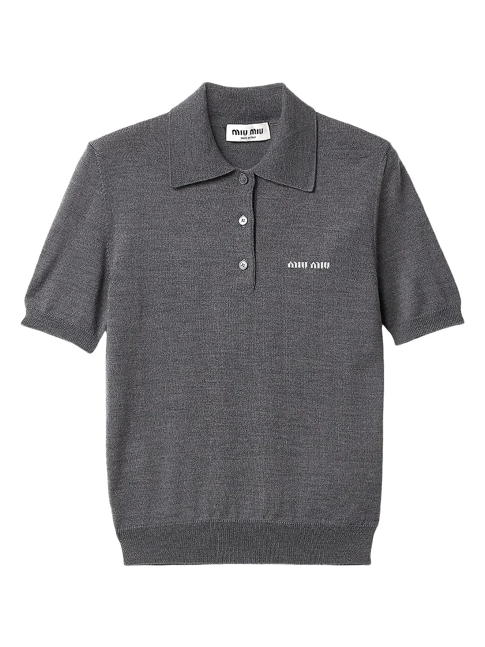 Women's Wool Knit Polo Shirt