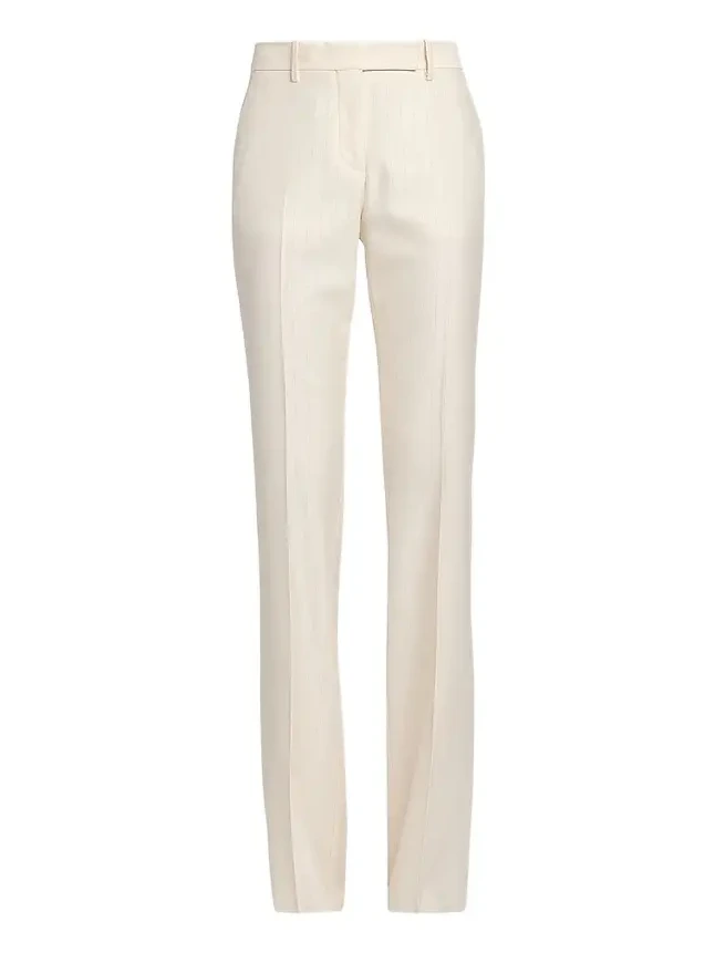 Women's Shadow Striped Wool-Silk Straight-Leg Pants